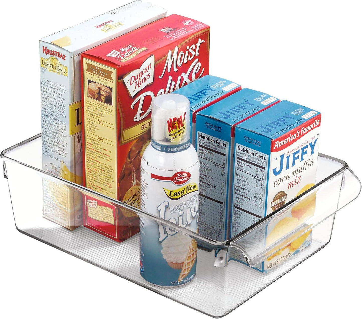 iDesign Fridge Storage Bin with Handle, Set of 2, Clear | Fridge Tray, For Cheeses and Snacks