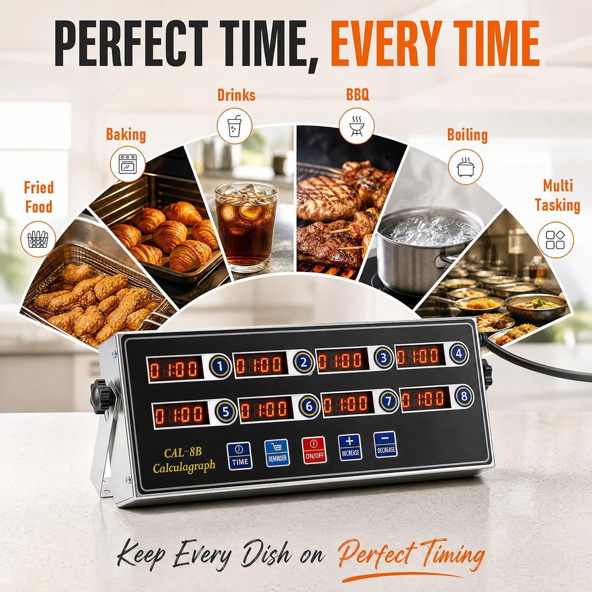 Relaxweex Commercial Digital Kitchen Timer for Cooking, 8 Channel