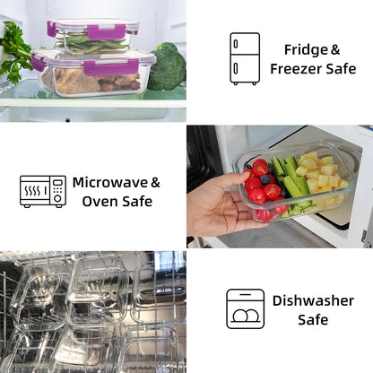 C CREST Airtight Food Storage Glass Containers with Locking Lids- 5 Large (32oz) and 5 Small (12oz), Leak-proof