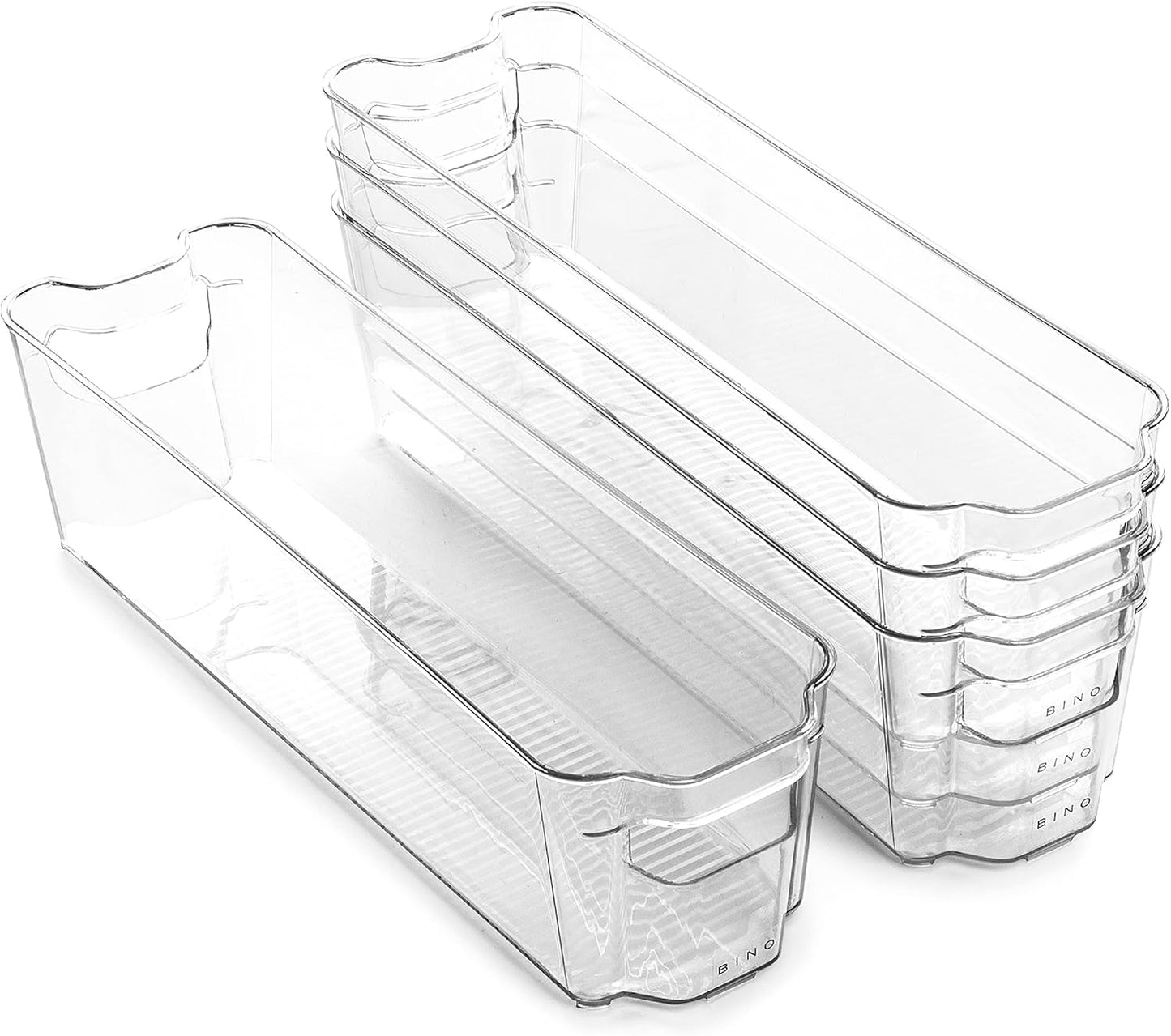 BINO | Stackable Storage Bins, X-Large - 4 Pack | THE STACKER COLLECTION | Clear Plastic Storage Bins | Organization Containers for Pantry & Fridge | Multi-Use Organizer Bin | BPA-Free
