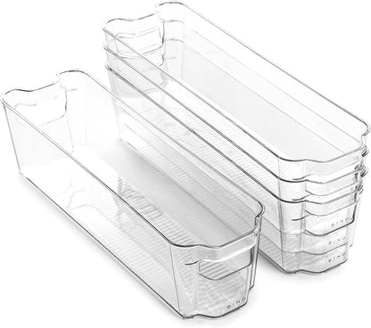 BINO | Stackable Storage Bins, X-Large - 4 Pack | THE STACKER COLLECTION | Clear Plastic Storage Bins | Organization Containers for Pantry & Fridge | Multi-Use Organizer Bin | BPA-Free