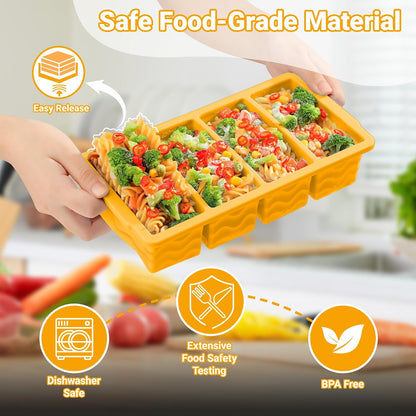Doasuwish Silicone Freezer Molds for Soup with Lid – 1-Cup Soup Container Style Ice Cube Trays for Freezer, Meal Prep & Food Storage, Freeze 250mL/125mL Portions – 2 Pack