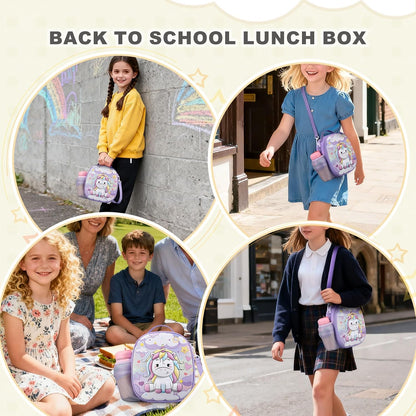 Kids Lunch Box for Kids Insulated Reusable Lunch Bag Tote Durable Children Leak-proof Lunchbox with Adjustable Shoulder Strap for School Daycare Travel Picnic (Navy - 3D Dinosaur)