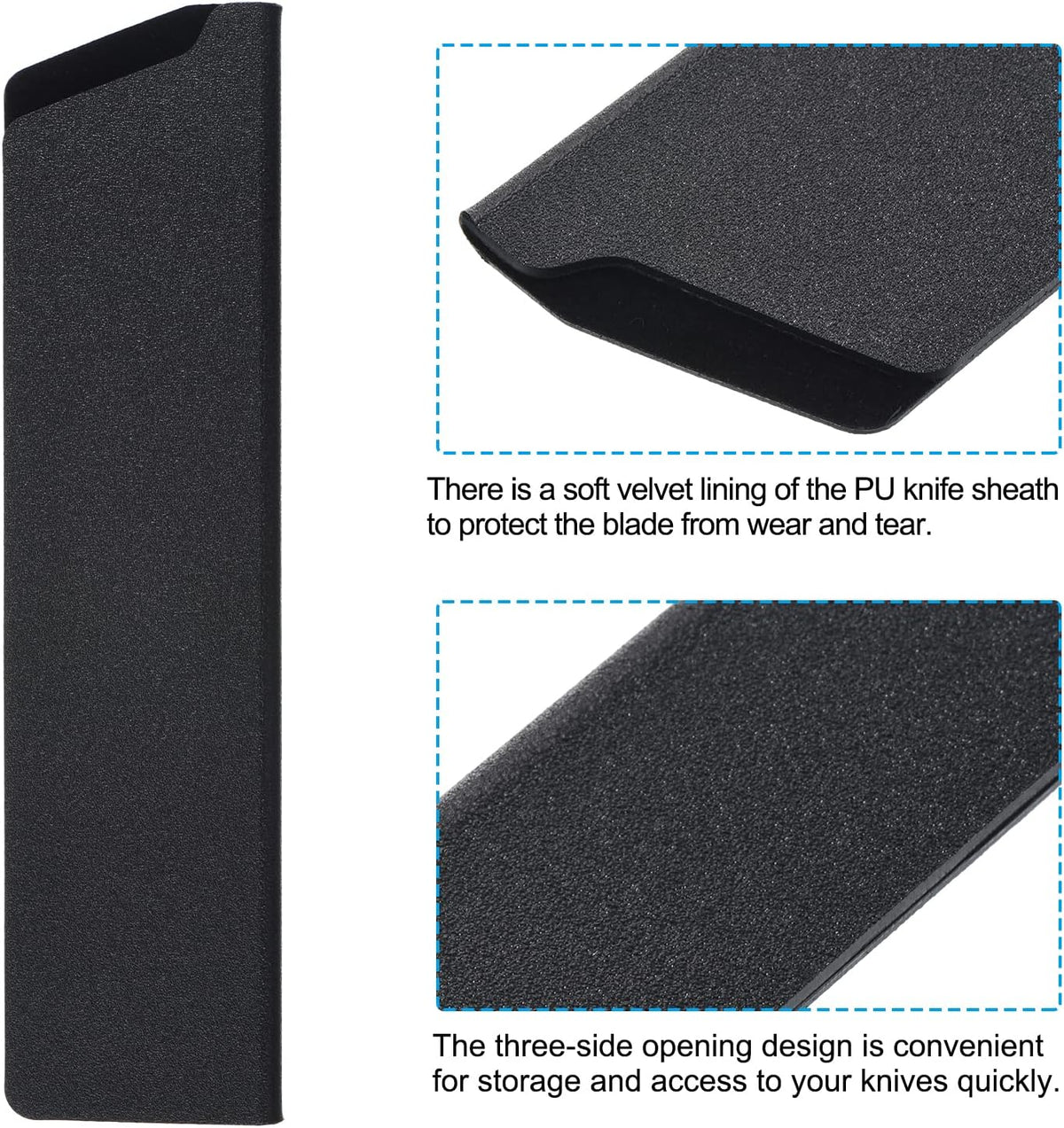 PATIKIL ABS Knife Cover Sleeves for 8" Chef Knife, Knives Edge Guard Blade Protector Universal Knife Sheath for Home Kitchen, Black