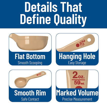 Carlisle FoodService Products Measure Miser Solid Spoon Measuring Spoon with Short Handle for Kitchens, Plastic, 4 Ounces, Beige