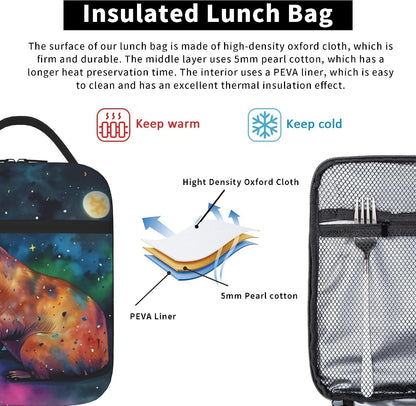 Dinosaur Volcano Insulated Lunch Bag for Women & Men, Reusable Leak-Proof Lunch Box with Cooler Compartment, Lunch Tote for Adults Work Travel Picnic Durable & Washable