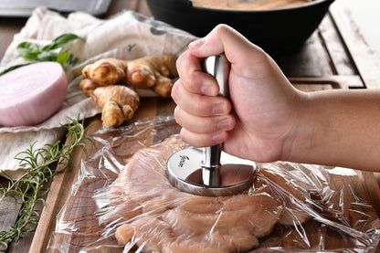 Meat Pounder Tenderizer -Solid Stainless Steel Round Chicken Flattener Tool