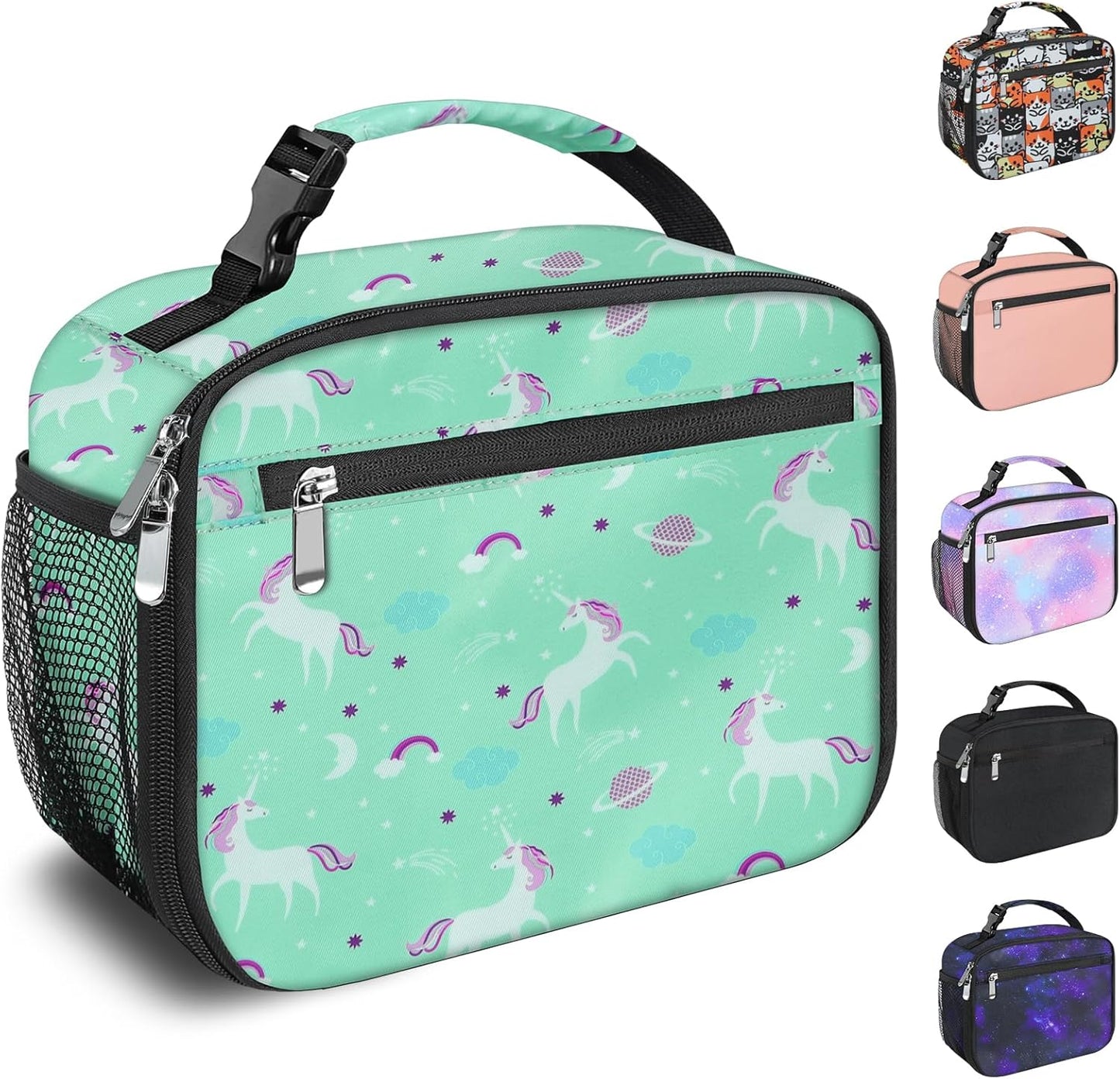 Kids Lunch Box for Boys Girls Lunch Bag Insulated Durable Lunchbox Children Lunch Tote Bag for School Black