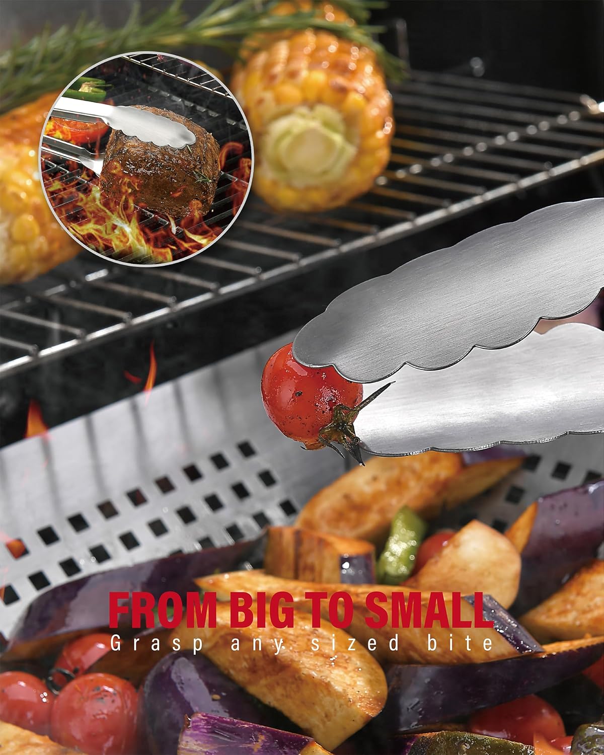 GRILAZ Heavy-Duty Rose Wooden BBQ Grilling Tools Set. Extra Thick Stainless Steel Multi-Function Spatula, Fork & Tongs | Essential Accessories for Barbecue & Grill. Ideal Gift for Father…