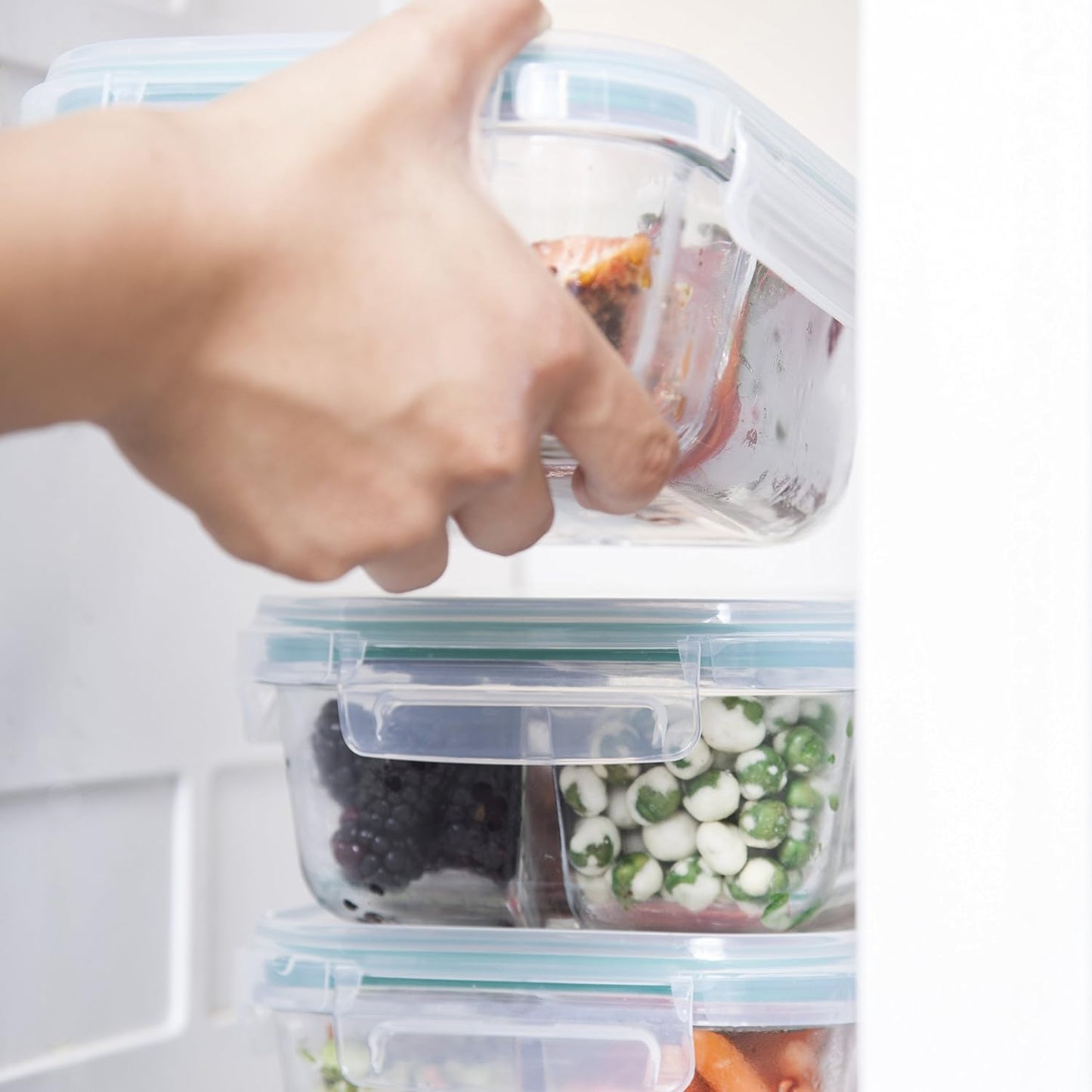 Glass Meal Prep Containers - 3-Compartment Glass Food Storage with Lids - Divided Lunch Containers - Bento Box