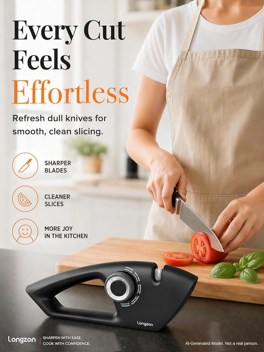 Longzon 6-in-1 Knife Sharpener 5 Stage with Cut-Resistant Glove