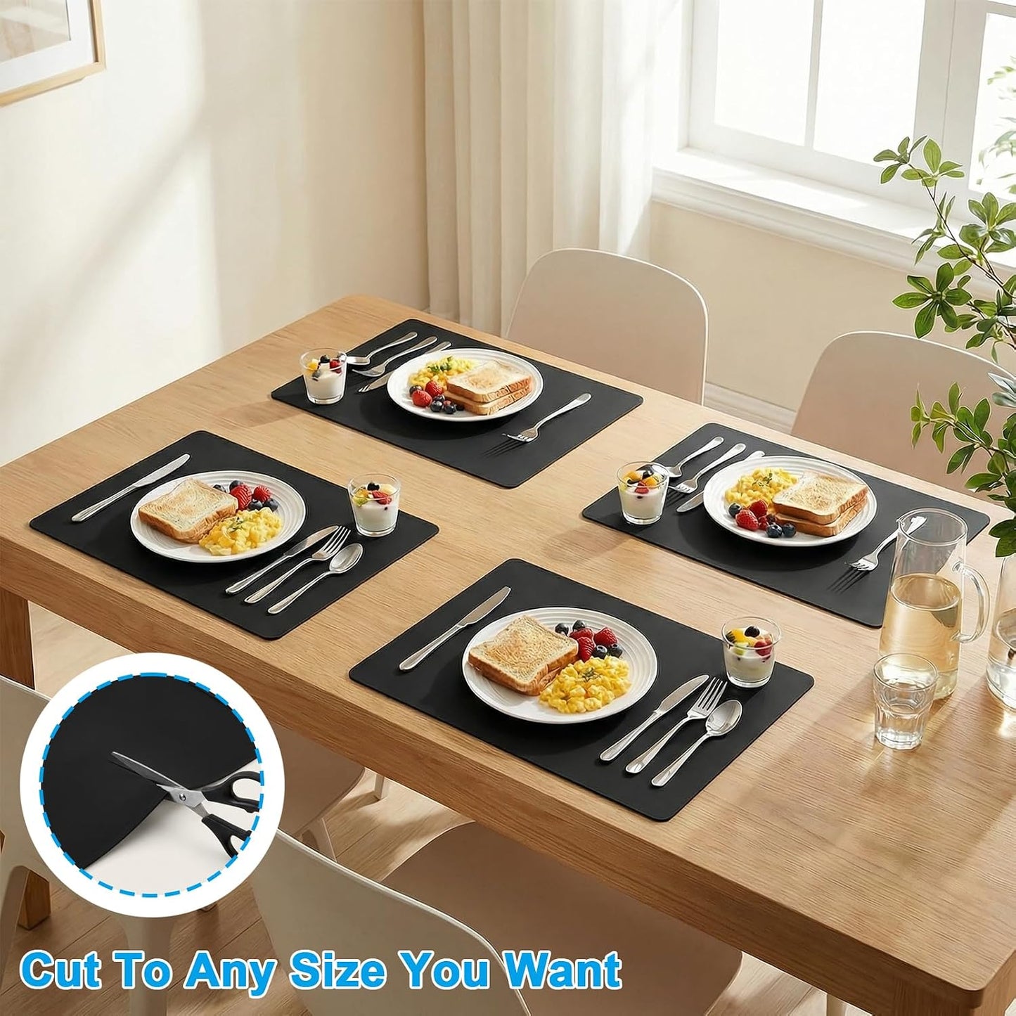 Extra Large Silicone Mats for Kitchen Counter, Heat Resistant Mat, Nonslip Kitchen Countertop Protector Mat, Cuttable Counter Protector Mats for Island Workbench(47.3''x23.6''Black)