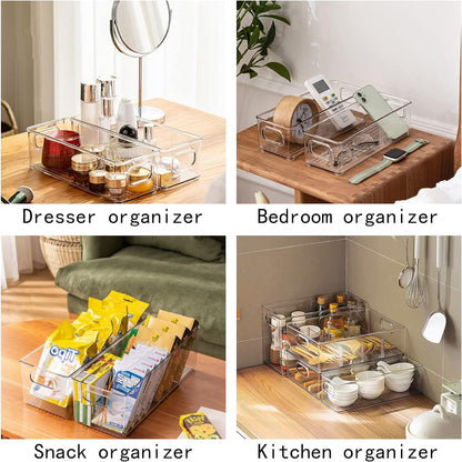 3Pack Fridge Organizer Drawer Divider Cube Pull-Out Bins Clear Food Container Refrigerator Storage box Produce Saver for Pantry Kitchen Cabinet