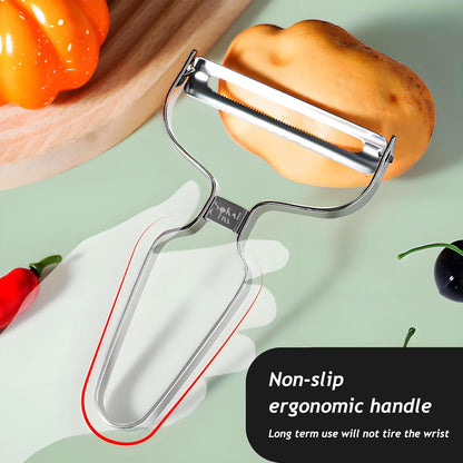 Larger Wide Mouth Kitchen Vegetable Peelers Cabbage Peeler (Serrated Y- Peeler) (Red)