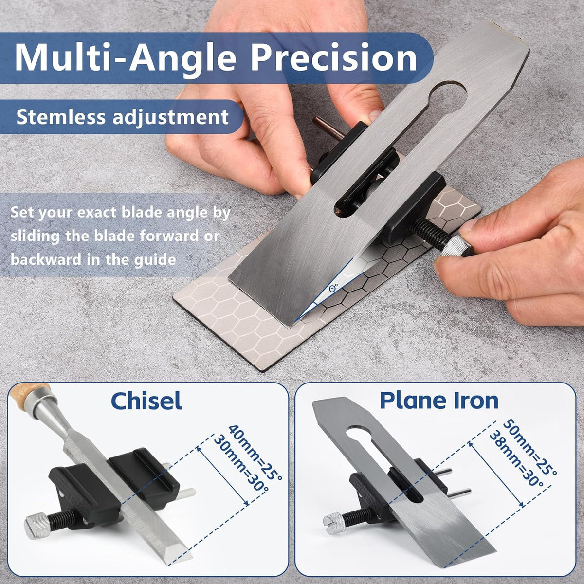 Chisel Sharpening Jig with Honing Guide & 5 Diamond Sharpening Stones