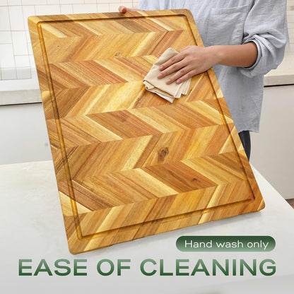 Solid Acacia Wood 20"x15" Large Cutting Board Butcher Block