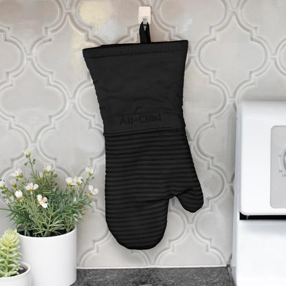 All-Clad Silicone Oven Mitts: Heat Resistant up to 500 Degrees - 100% Cotton & Silicone, 14"x7" Oven Mitt for Kitchen and Barbeque, Pewter