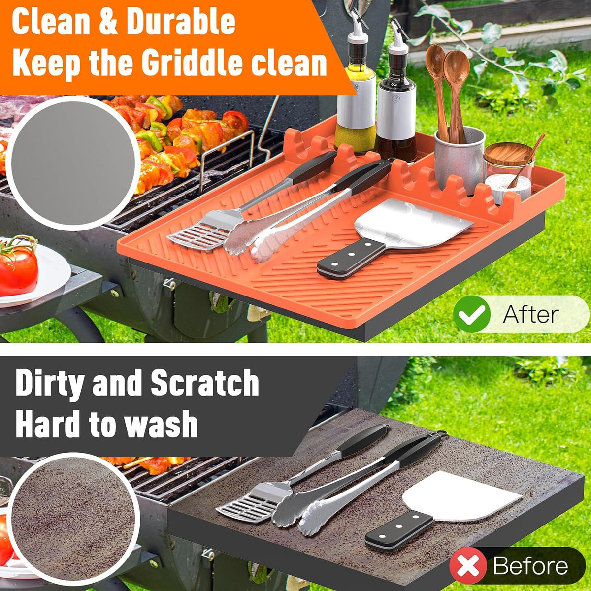 Silicone Grill Mat Compatible with Blackstone, BBQ Griddle Tool
