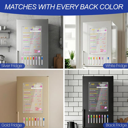 2 Pack Magnetic Meal Planner for Fridge, Acrylic Weekly Planner & Menu Board Set, Clear Fridge Whiteboard Calendar with 8 Markers & 1 Towel, Meal & Grocery Organization for Kitchen
