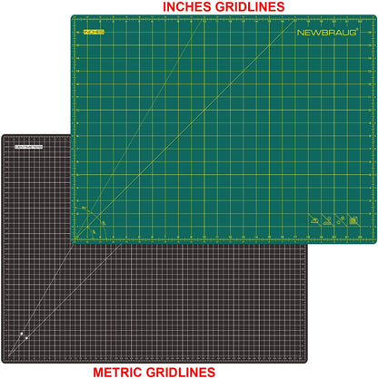 NEWBRAUG 36'' × 48'' Large Self Healing Cutting Double Sided 5-Ply Mat, Big Cutting Board for Rotary Cutting, Quilting, Sewing, Craft, Fabric & Scrapbooking(Green/Black)