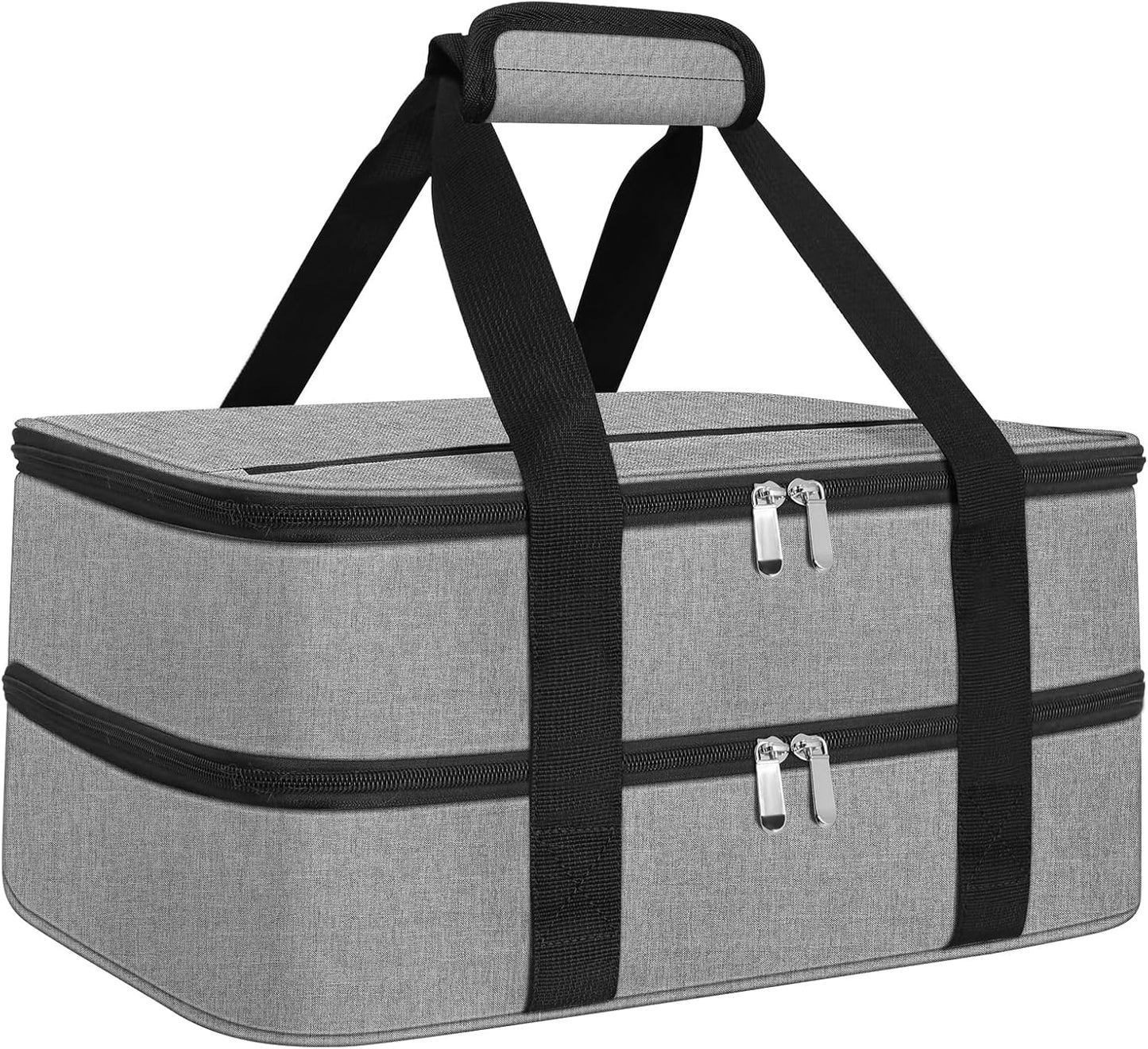 esouler Insulated Casserole Carrier - Casserole Carriers for Hot or Cold Food - Lasagna Lugger Dish Carrier, Thermal Lunch Bag for Potluck Parties, Picnic, Travel, Fits 9" x 13" Baking Dish, Grey