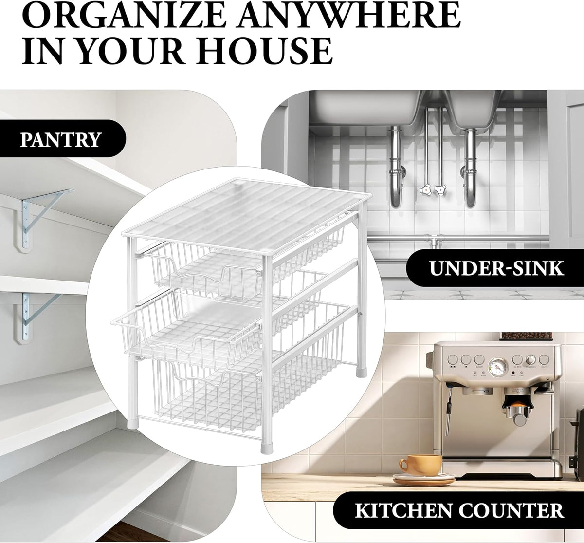 Simple Houseware Stackable Basket Drawer, Chrome
