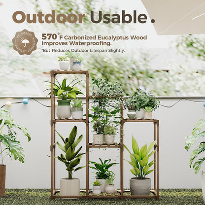Bamworld Plant Stand Indoor Plant Shelf Outdoor Wood Plant Rack
