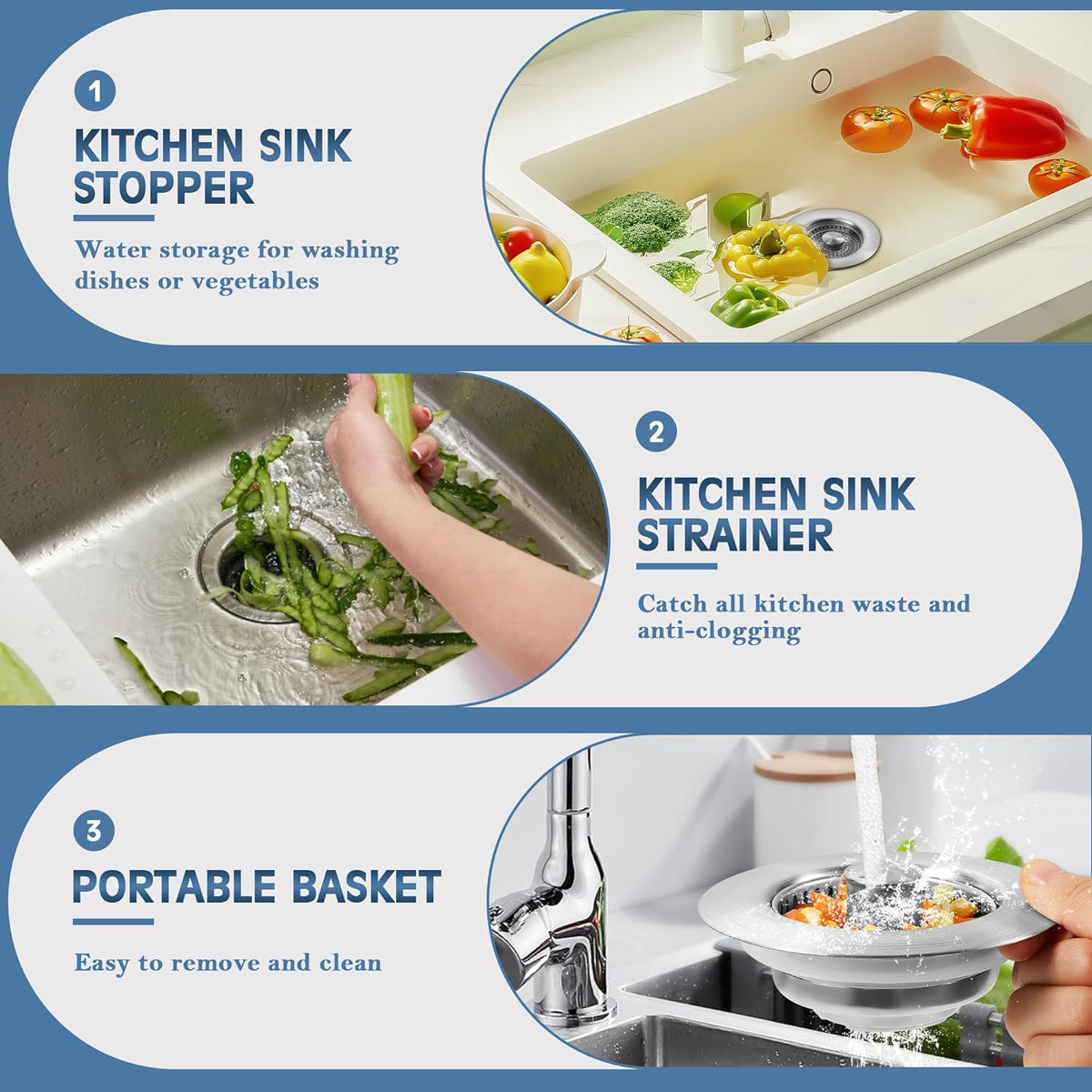 TGOSOMT Kitchen Sink Drain Strainer Stopper