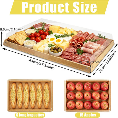5 Pack Catering Trays with Lids, 11.8"x8.5" Serving Trays with Lid, Disposable Paper Charcuterie Board with Clear Lids for Lightweight Food Meal Prep, Potlucks, Sandwiches, Cake and Buffet