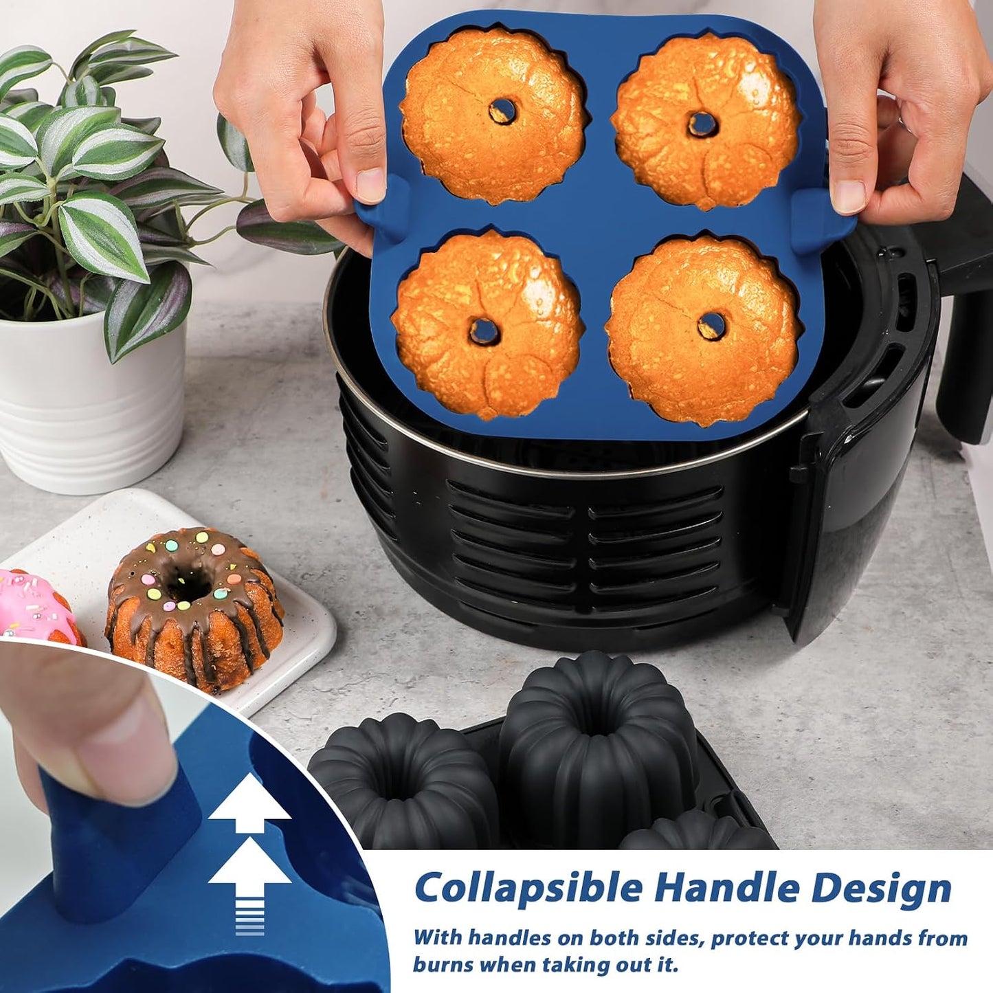 Webake Silicone Air Fryer Muffin Pan for Baking Egg Bites Silicone Mold, Nonstick 1.8 Inch Mini Muffin Tin BPA Free Set of 2