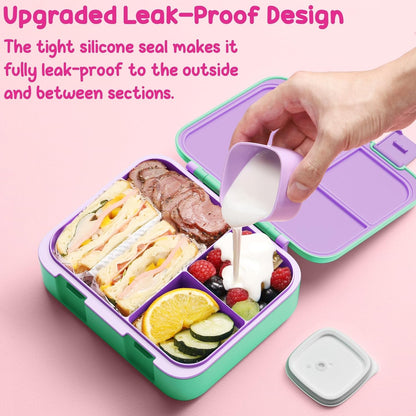 Fimibuke Bento Lunch Box for Kids - Toddler Snack Bento Box Container with 3 Compartments, Stainless Steel Water Bottle, Insulated Lunch Bag, Ice Pack Set for Ages 3-12 Girl Boy Daycare Back to School