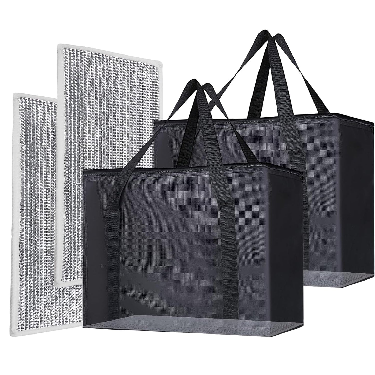 Bodaon Insulated Food Delivery Bag, XXXL Pizza Delivery Bags for Hot and Cold Food, Commercial, Large Capacity Reusable Warming Bag, Catering Cooler Bag for Rideshare, Warmers for Parties (Black, 1Pk)