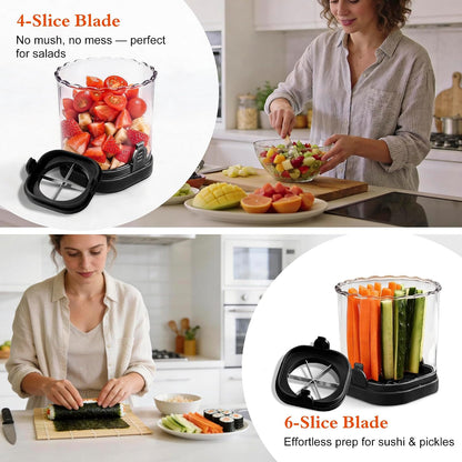 Fruit Slicer Cup 4 (6) Slice Blade Detachable Perfect Salads Sushi Pink