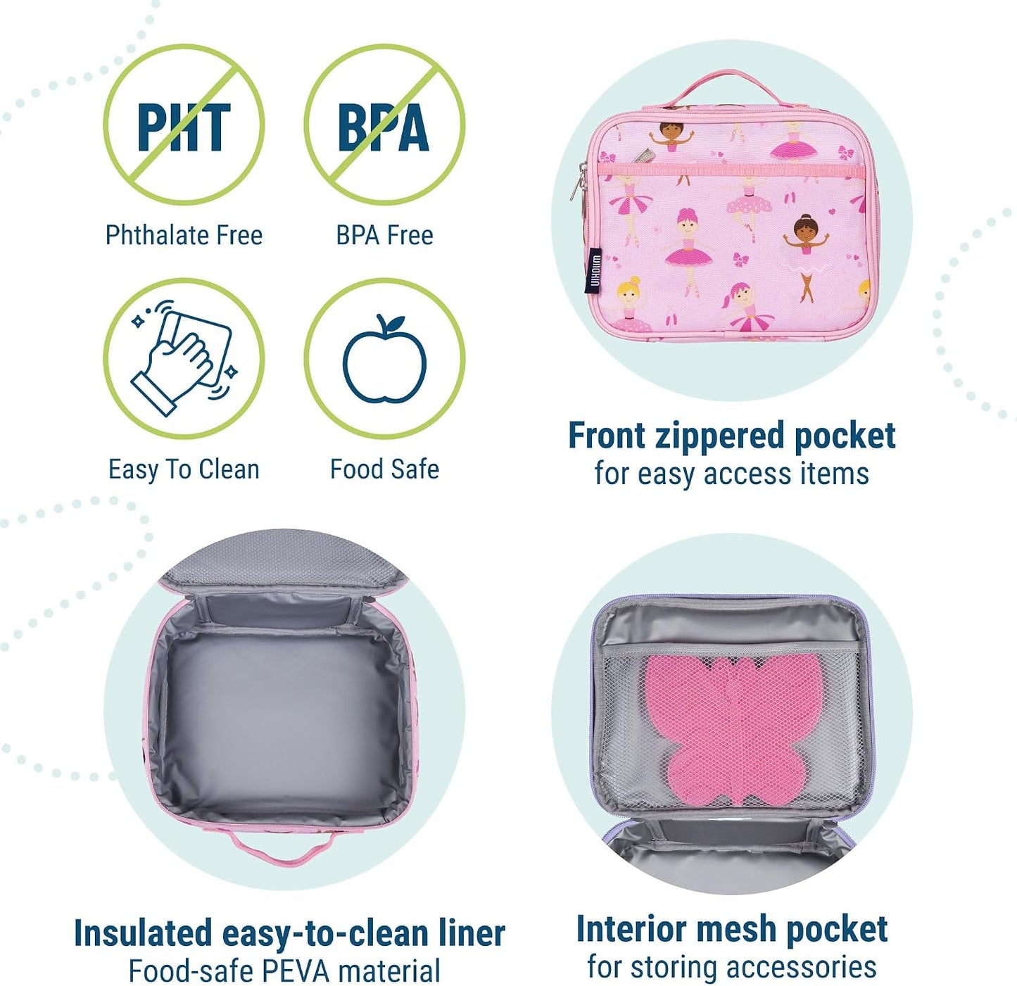 Wildkin Kids Insulated Lunch Box, Keeps Food Hot or Cold, BPA-Free with Mesh Pockets & Easy-Clean Lining – Ideal for School, Travel & Daycare – Holographic