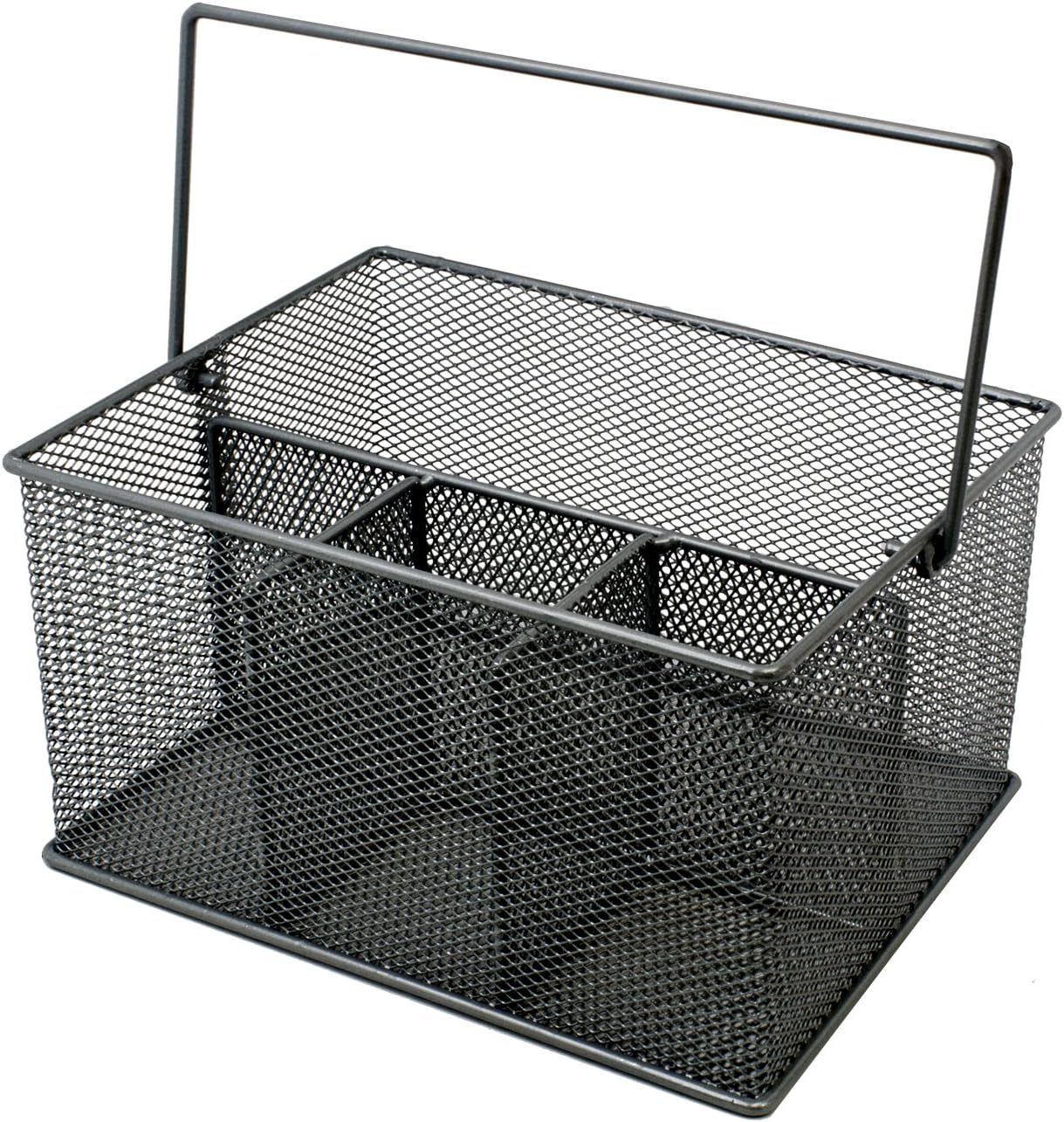 Sorbus® Utensil Caddy — Silverware, Napkin Holder, and Condiment Organizer — Multi-Purpose Steel Mesh Caddy—Ideal for Kitchen, Dining, Entertaining, Tailgating, Picnics, and much more (White)