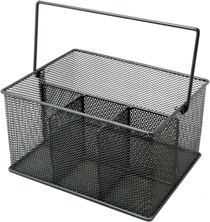 Sorbus® Utensil Caddy — Silverware, Napkin Holder, and Condiment Organizer — Multi-Purpose Steel Mesh Caddy—Ideal for Kitchen, Dining, Entertaining, Tailgating, Picnics, and much more (White)