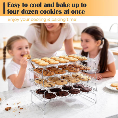 P&P CHEF 4 Tier Stackable Cooling Racks for Cooking and Baking, 15" x 10"