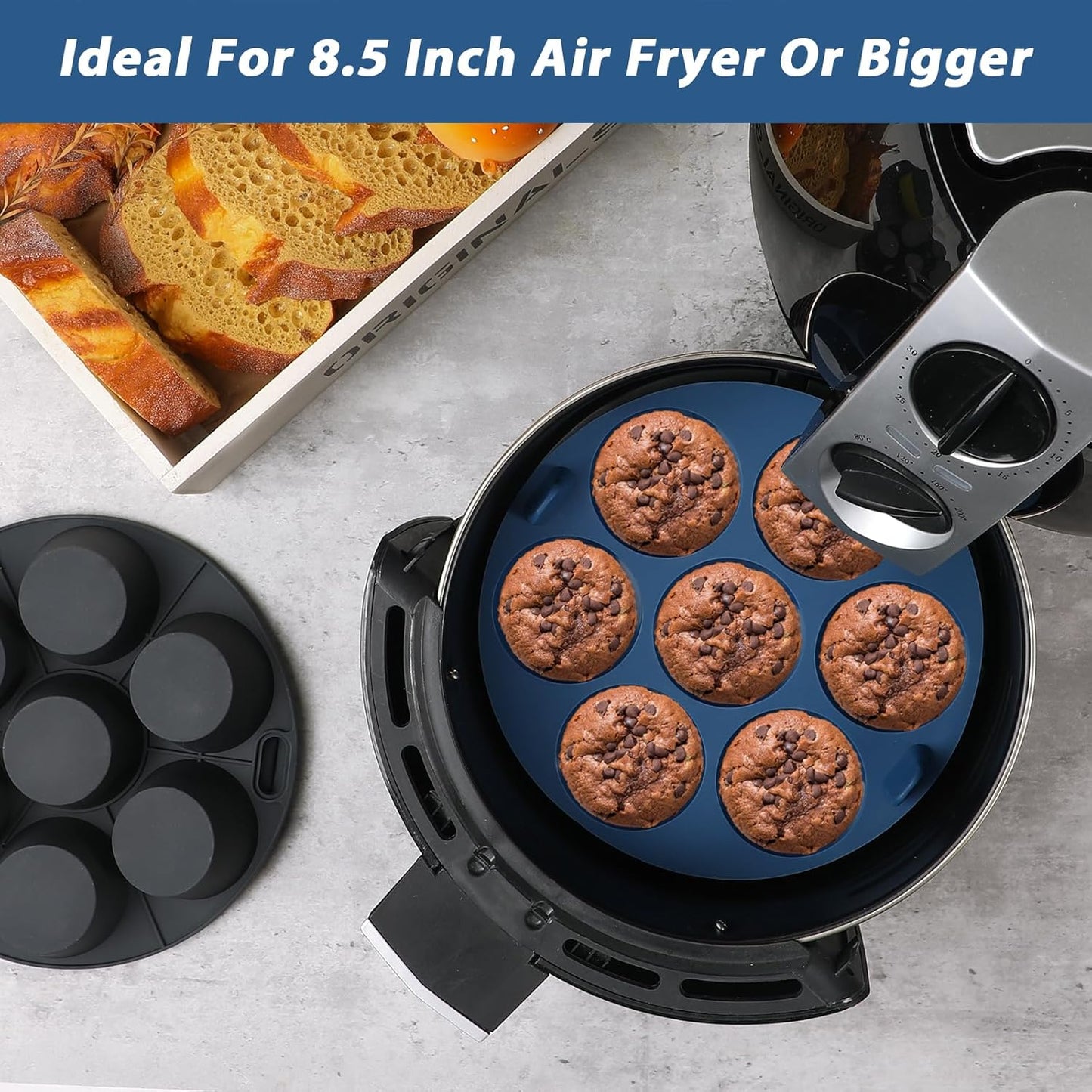 Webake Silicone Air Fryer Muffin Pan for Baking Egg Bites Silicone Mold, Nonstick 1.8 Inch Mini Muffin Tin BPA Free Set of 2
