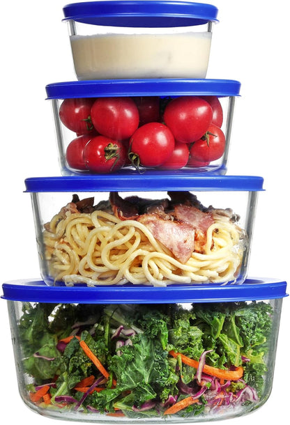 Vtopmart 4 Pack Glass Bowls with Lids (1, 2, 4, 7 Cup), Food Storage Containers, Meal Prep and Leftovers Keeper, Lunch Container, Microwave, Dishwasher & Freezer Safe