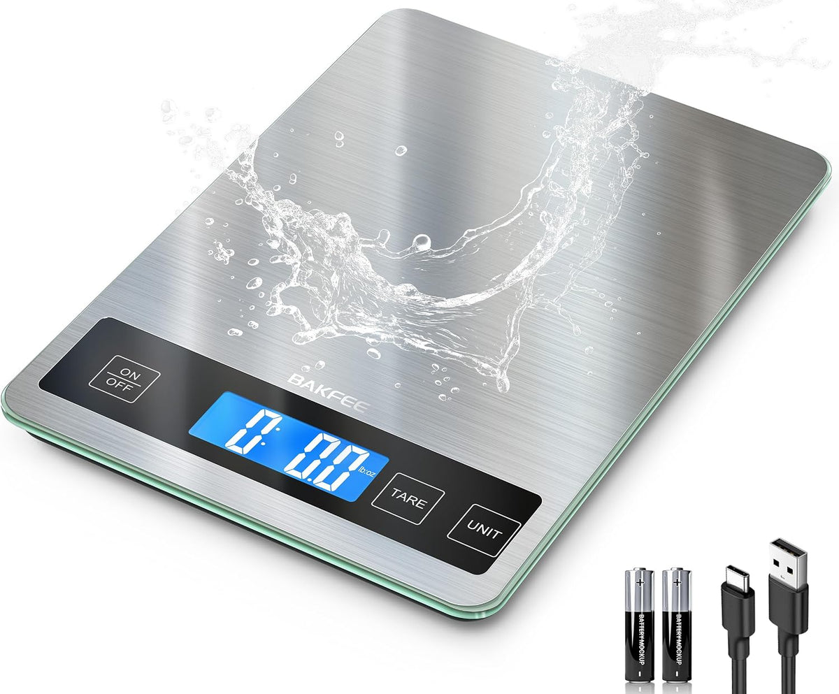 Food Scale, 33lb Kitchen Scale with 1g Precision, USB-C Rechargeable