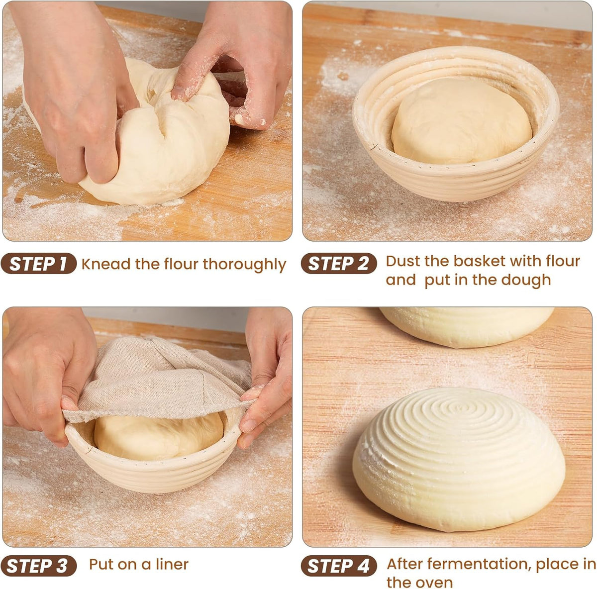 Kikcoin Banneton Bread Proofing Basket, 5 Inch Mini Banneton Basket
