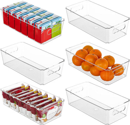 Vtopmart 8pcs Clear Organizers and Storage Bins with Lids, Stackable Plastic Storage Containers with Handles for Fridge, Freezer, Pantry, Cabinet, Kitchen Organization