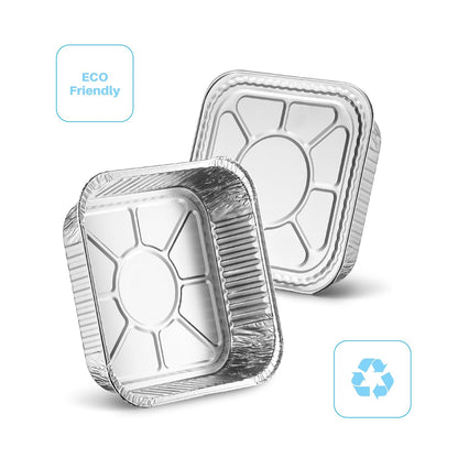 MontoPack 8” Disposable Aluminum Foil Square Baking Pans | 8 x 8 Cake Pan Tin for Broiling, Toaster Oven, Meal Prep, Roasting, Take Out | 20 Pack (8" X 8" Without Lids)