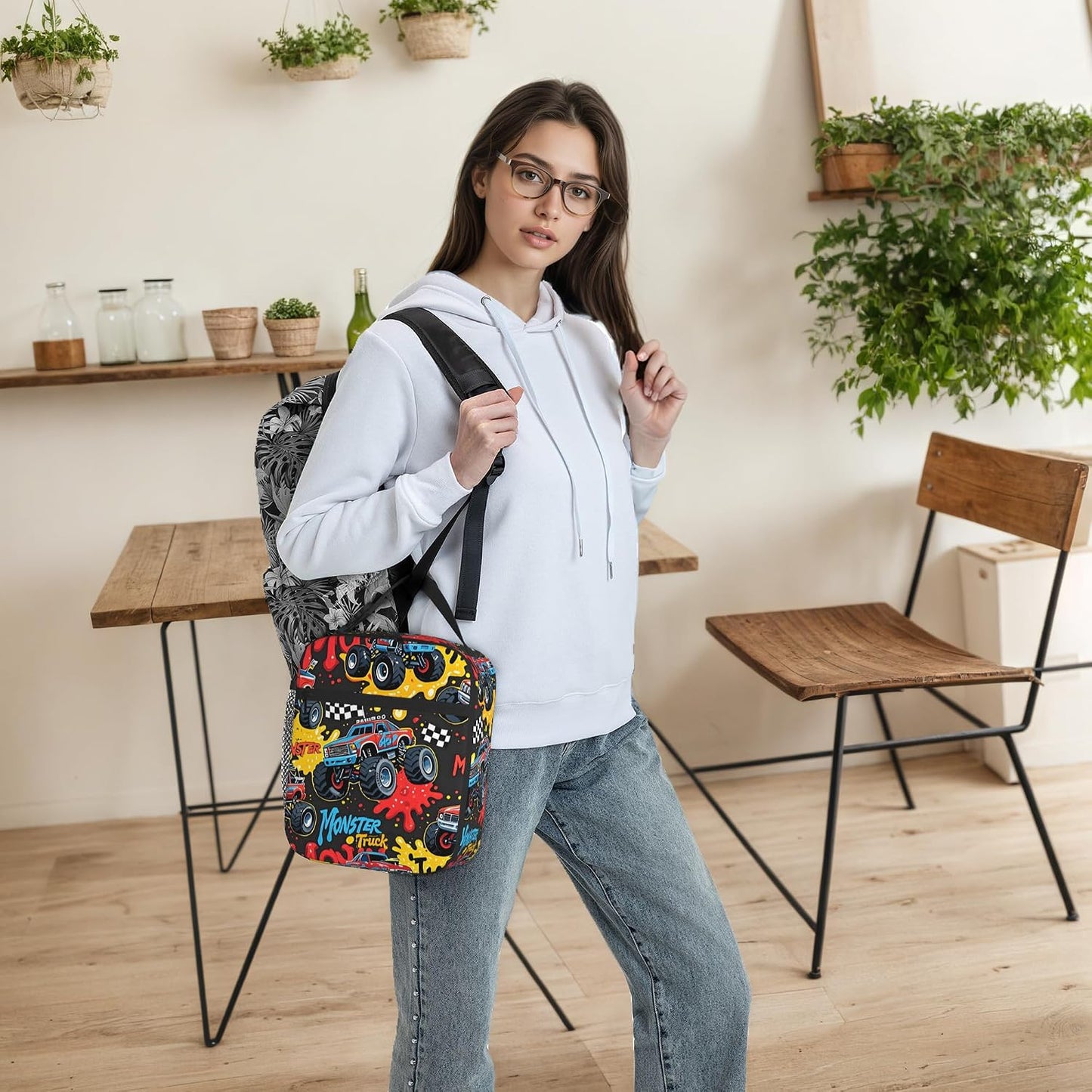 Dinosaur Volcano Insulated Lunch Bag for Women & Men, Reusable Leak-Proof Lunch Box with Cooler Compartment, Lunch Tote for Adults Work Travel Picnic Durable & Washable