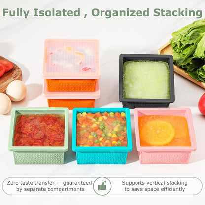 Silicone Freezer Molds for Soup Cube - 2-Cup Freezer Storage Container Tray with Lid,4 Pack Stackable Ice Cube Trays for Portion Control,Food Storage Meal Prep,Oven & Dishwasher Safe