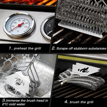 TNTOR Grill Brush Bristle Free with Scraper, 18" Adjustable Handle BBQ Grill Brush for Outdoor Grill, Extra Strong Grill Cleaner Brush for Grill/Smoker/Gas/Charcoal, Grill Gifts for Men/Dad