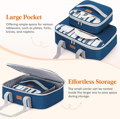 Lifewit Duo Insulated Casserole Carrier for Hot or Cold Food, Lasagna Holder 2 Compartments, Thermal Lunch Tote for Potluck Parties Cookouts, Fits 9"x13" Casserole Dish, Gray
