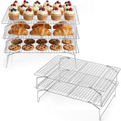 P&P CHEF 4 Tier Stackable Cooling Racks for Cooking and Baking, 15" x 10"