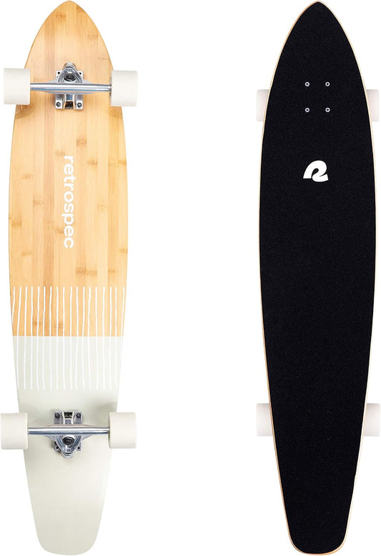 Retrospec Zed Pintail & Cruiser Longboard Adult Skateboard - 44in Bamboo & Canadian Maple Deck with ABEC-7 Bearings, 70mm PU Wheels for Commuting & Carving