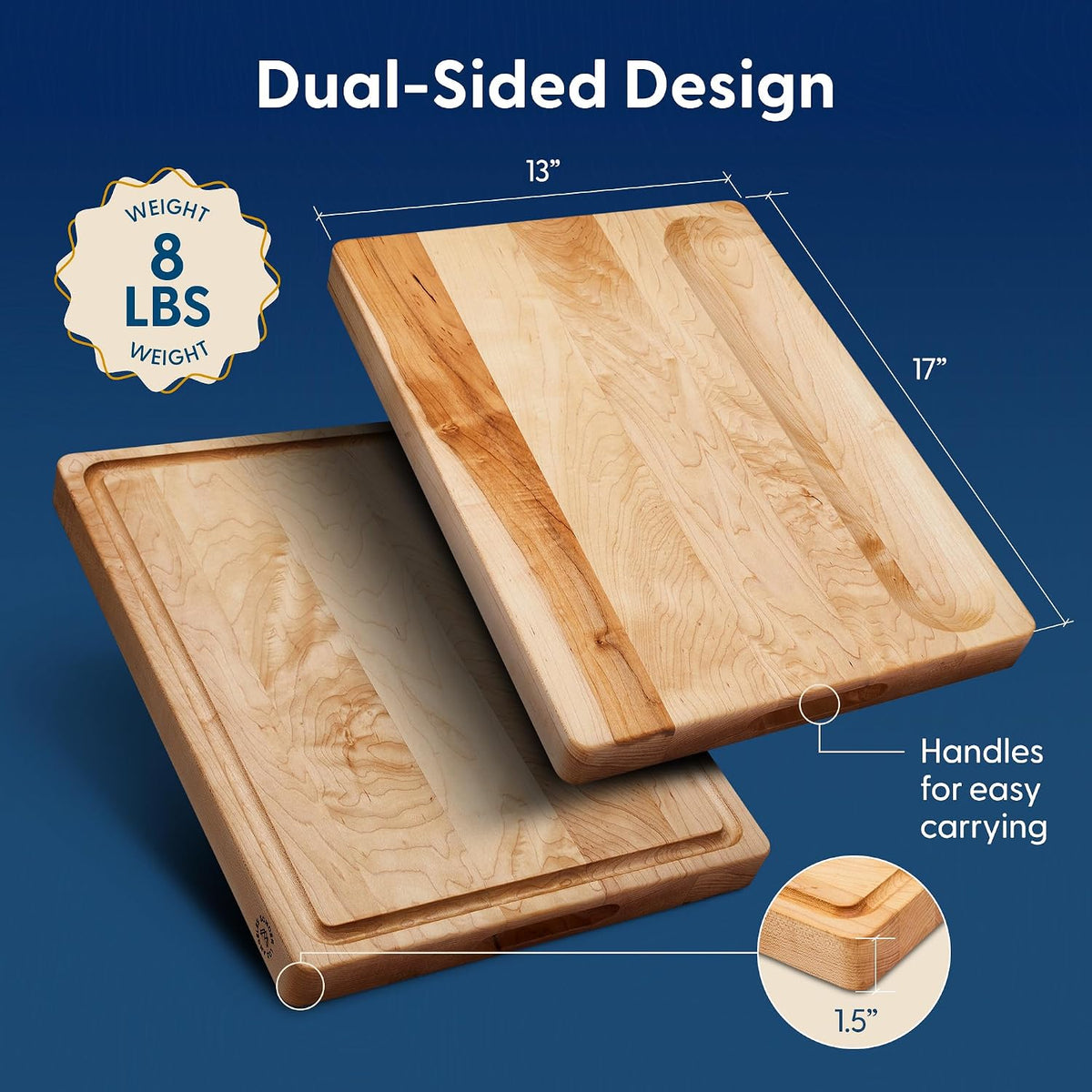 Sonder Los Angeles Doheny Wood Cutting Board Set | Acacia Edge Grain Cutting Board for Kitchen with Juice Groove | Perfect for Compact Daily Use | Gift Box Included | 14x10x1 in & 12x8x1 in